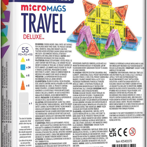 MAGNA-TILES microMAGS Travel Set Deluxe 55-Piece Magnetic Construction Set, The Original Magnetic Building Brand