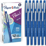 Paper Mate Flair Felt Tip Pens, Medium Point (0.7mm), Blue, 12 Count - Teacher Supplies, Arts & Crafts, Back to School