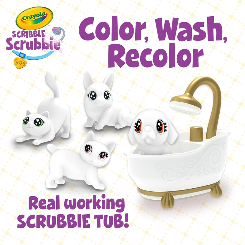 Crayola Scribble Scrubbies Glam Pack (4 Pets), Washable Pet Care Toy & Coloring Animal Craft Kit, Gift for Kids Ages 3+