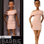 Barbie Basics Model Collector Fashion Doll 06 with Brunette Hair, Shimmery Golden Skirt & Halter, Universal-fit Fashions, Posable Body