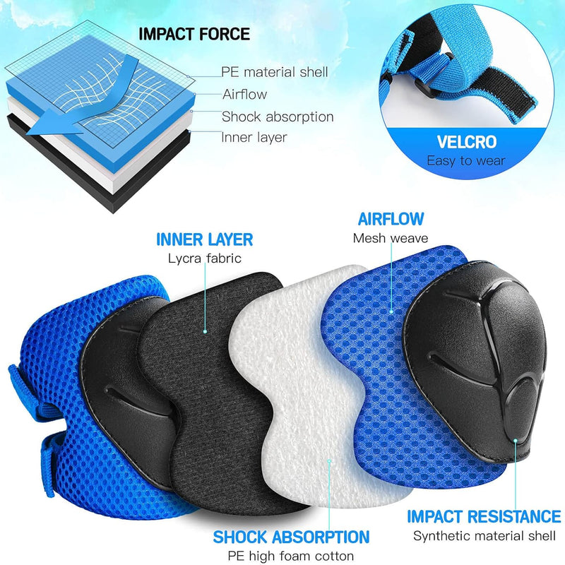 Wemfg kids protective gear set for 3-14 years toddlers with knee, elbow pads and wrist guards for skating, cycling and rollerblading