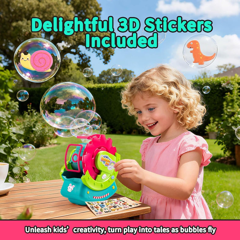 Bubble Machine for Toddlers, Kids & Pets with 8oz Safe Solution, Extra Large & Magical Bubble-in-Bubble Effects