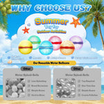 12 PCS Reusable Water Balloons, Self-Sealing Refillable Magnetic Water Balls, Pool Beach Water Toys for Boys and Girls, Outdoor Summer Toys for Kids Ages 3+