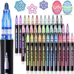Glitter Markers Self Outline Pens Metallic: 12 Shimmer Tween Teen Girl Gifts Trendy Stuff,Drawing Art Supplies Kids 6-8 9-12 10-12,Arts Crafts Kids Ages 8-12 Year Old,Cute Cool Fun Crafts Girls 8-12