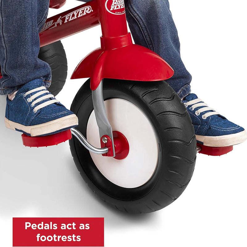 Radio Flyer Deluxe Steer & Stroll Trike, Red, for Kids 2-5, 2-in-1 Parent Steer Tricycle