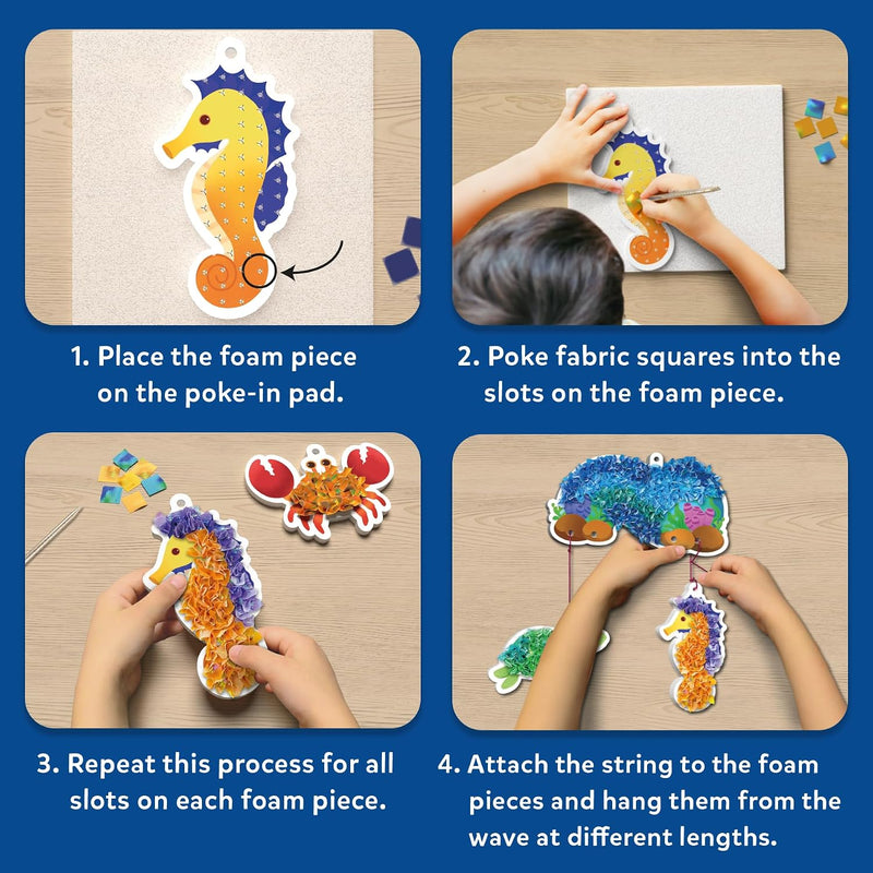 Skillmatics Poke-in Art – Underwater Animals, Wood Craft Kit, Gift for Kids | DIY Mess-Free Fun, Sea Animals, Fine Motor Skills, Screen-Free, Travel Activity, Boys & Girls Ages 4, 5, 6, 7, 8, 9
