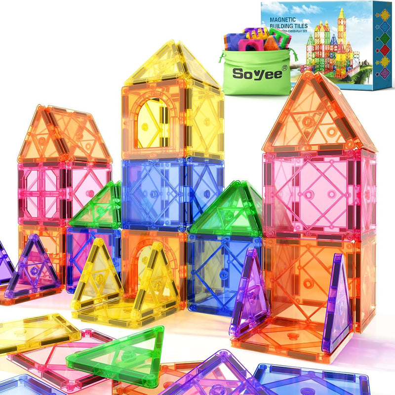 Magnetic Tiles Toddler Toys, Magnetic Building Blocks for Kids Ages 3-12