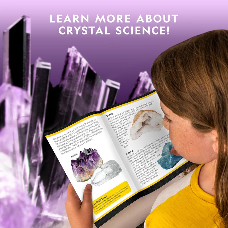 National Geographic Mega Crystal Growing Kit for Kids - Grow 6 Crystals with Light-Up Stand, Science Experiments for Kids aged 8-12