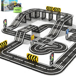 104 PCS Magnetic Tiles Road Set for Kids Ages 3-5, 5-7, 4-8, Magnet Building Blocks for Toddler Toys Games