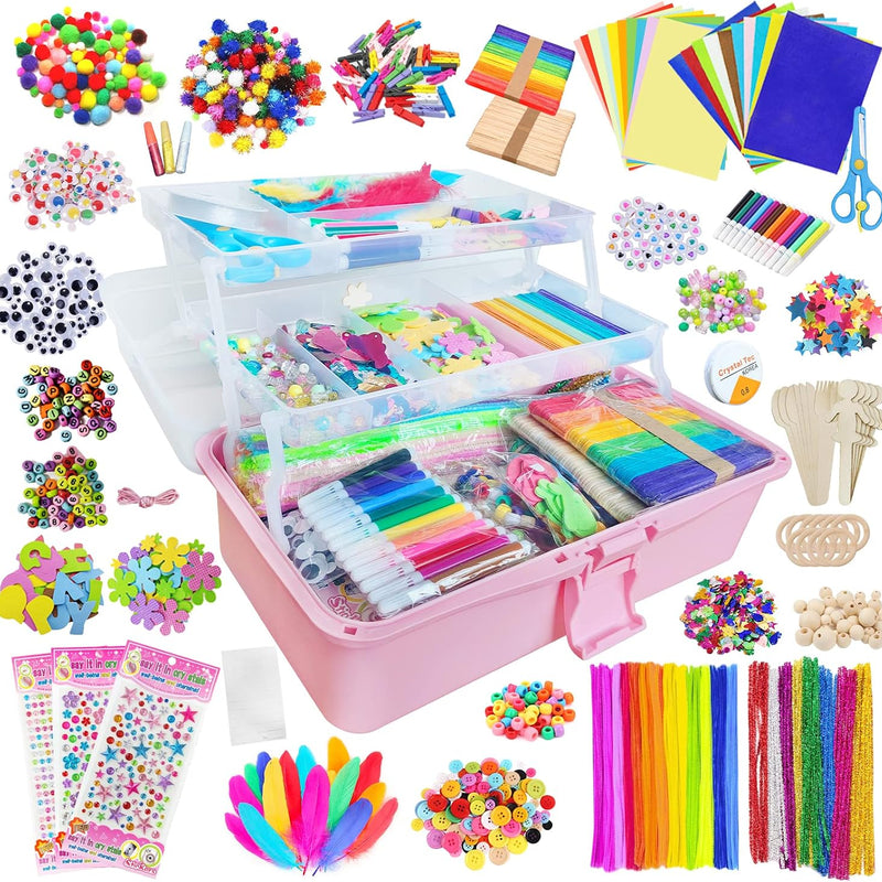 Itopstar 3000 Kids Arts and Crafts Supplies for Kids Crafting Supply in 3 Layered Plastic Art Box All in One Ages 8 9 10 11 & 12 Year Old Girls & Boys Crafting Supply Set