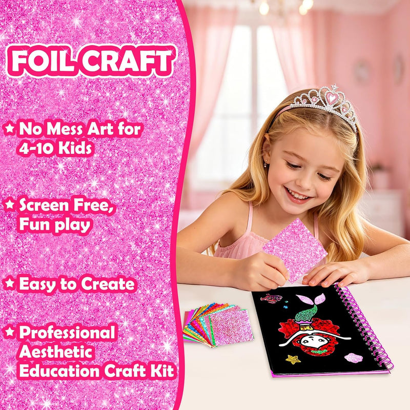 FUNNYB&G Foil Art Craft Kit for Kids, Sparkly Birthday Gift Toy for Girls