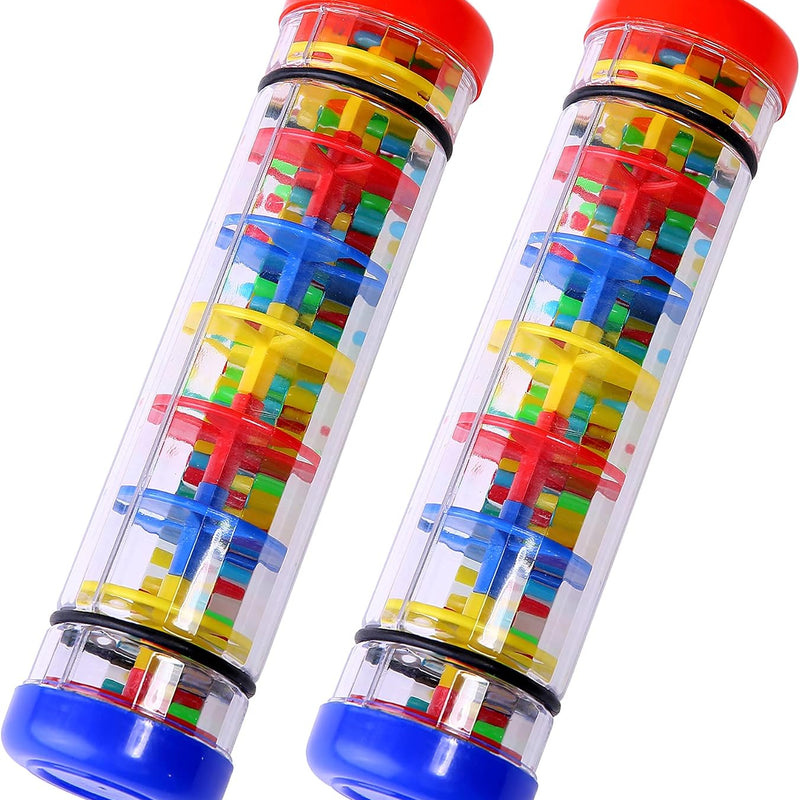 TDOCK 2 Pack Rainmaker Rain Stick Musical Instrument for Babies, Toddlers and Kids, 8 Inch Rainfall Rattle Tube Rainstick Shaker Toy