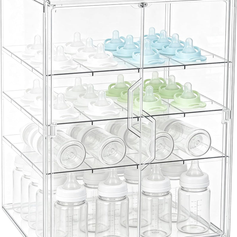 ERTIUANIO Baby Bottle Organizer – 3 Tier Acrylic Bottle Storage Organizer container, Clear Plastic Bottle Station Organizers Drawers for Countertop Kitchen Cabinet Vanity, Bathroom, Gifts for New Mom