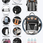 Baby Diaper Bag with Changing Station, Waterproof Diaper Bag Backpack for Moms Dads with USB Charging Port, Baby Shower Gifts, Baby essentials, Black