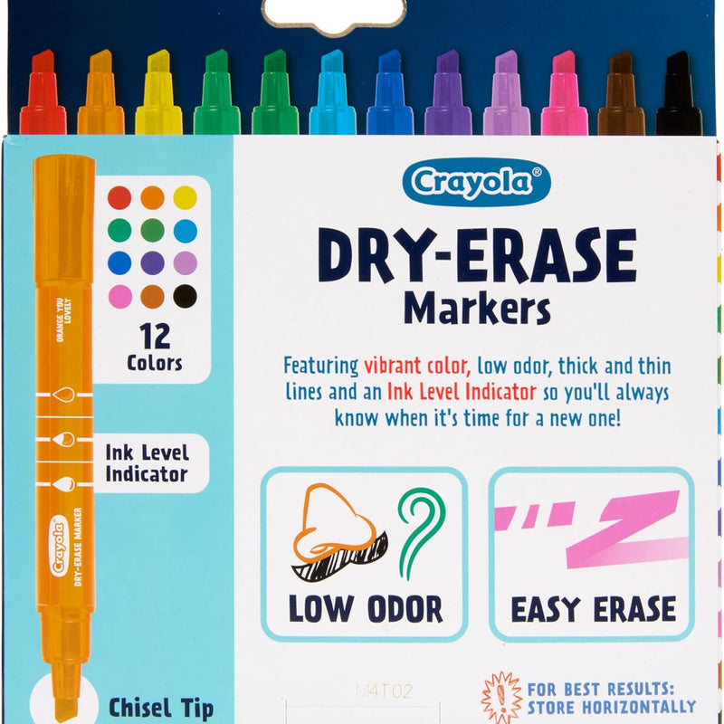 Crayola Take Note Dry Erase Markers for School (12ct) Teacher Classroom Supplies, Chisel Tip Whiteboard Markers, Must Haves