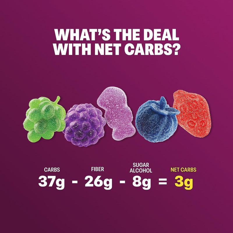 Shameless Snacks Berry Blast Gummy Candy Variety Pack & Fruit Snacks | Keto High Fiber Gummies, 3g Sugar 70 Cals - Gluten Free Vegan Bulk Treats for Kids & Adults