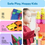 PicassoTiles 60 Piece Set Clear Magnetic 3D Blocks Construction Playboards for Toddlers and Kids