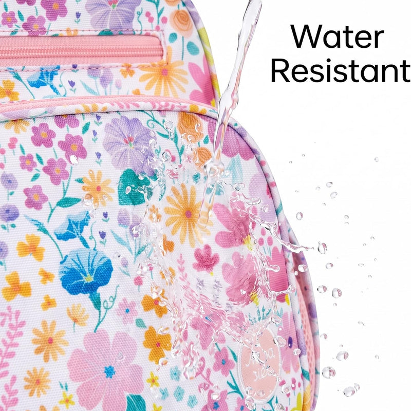 mibasies Kids Backpack for Girls: Girls Backpack 5-8 - Kindergarten Elementary School Bookbag for Girl - Flower Pink