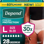 Depend Fresh Protection Adult Diapers for Women, Large, 28 Count