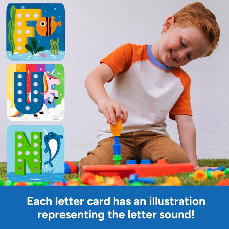 Educational Insights Design & Drill ABCs & 123s Building Construction Toy Set for 3+ Year Old Toddler STEM Learning