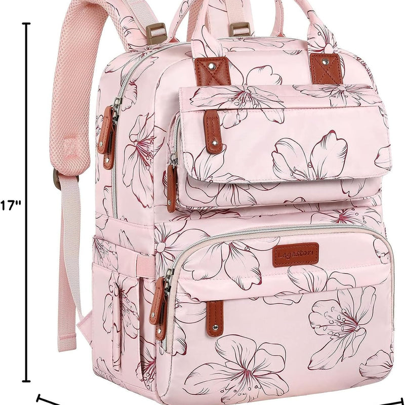 Diaper Bag Backpack, Baby Girl Diaper Bag for Mom, Large Pink Floral Diaper Bag Backpack for Girls, Waterproof Mom Backpack for Work Travel Holiday with Insulated Pockets and Stroller Straps