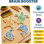 Little Jupiter DIY Mosaic Kit - Builds 4 Different Sea Mosaic Art Pieces - The Perfect Arts and Crafts for Girls and Boys Ages 8-12 - Kids Art Set Activity for Birthdays, Christmas, Holidays, & More