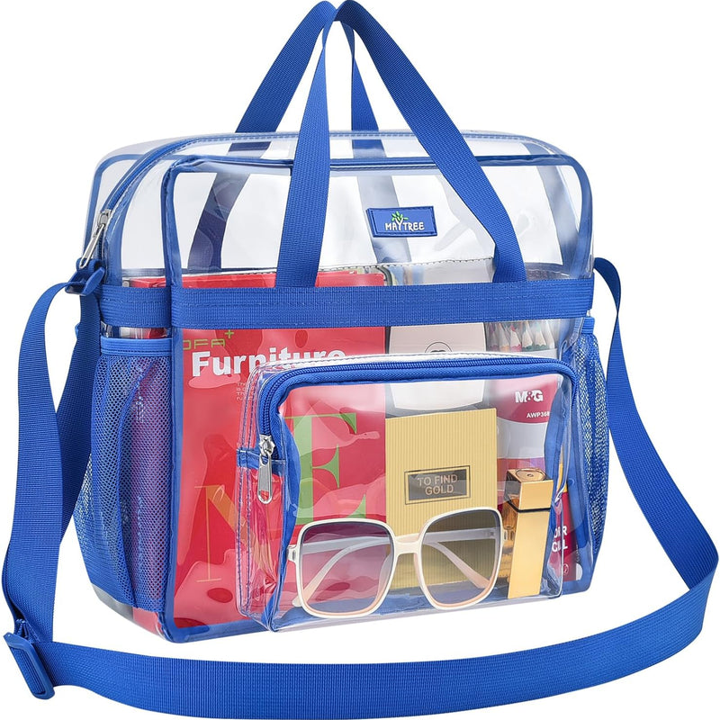 MAY TREE Clear Bag for Stadium Events, 12x5.5x12 Clear Tote Bag for Work | Non-detachable Reinforced Straps, Clear Tote Bag for Work, Sporting Events & Gym, Stadium Approved Transparent Bag