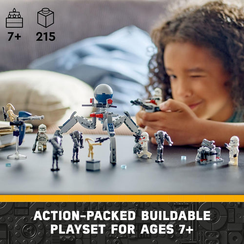 LEGO Star Wars Clone Trooper & Battle Droid Battle Pack, 4 Minifigures, 5 Figures, Speeder Bike, Gift for Kids Aged 7 and Up, 75372