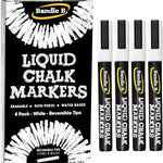 Bandle B. Chalk Markers - 8 Vibrant, Erasable, Non-Toxic, Water-Based, Reversible Tips. For Glass or Chalkboard Markers for Businesses, Restaurants, Liquid Drawing Chalk (Vibrant 6mm)
