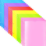 Heavy Duty Plastic Folders with Clear Front Pocket - 18PCS, 3 Pockets Folders with Prongs and Card Slot, for Letter Size Sheets, Bright Colors