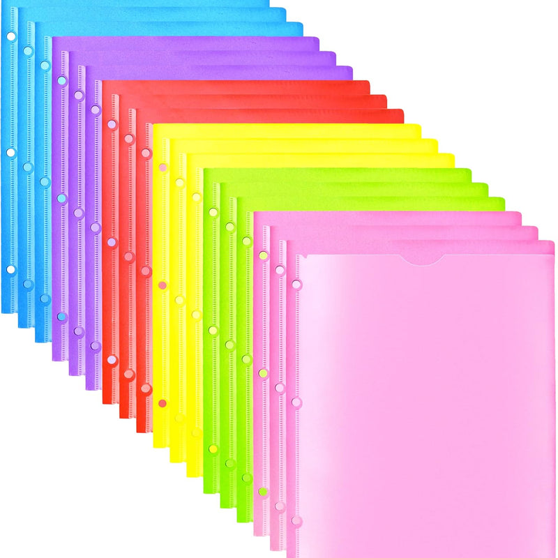 Heavy Duty Plastic Folders with Clear Front Pocket - 18PCS, 3 Pockets Folders with Prongs and Card Slot, for Letter Size Sheets, Bright Colors