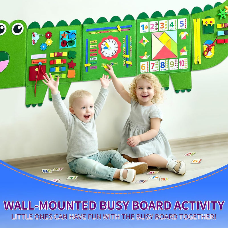Montessori Busy Board for Toddlers 3-5: Sensory Wall Activity Center for Fine Motor & Cognitive Development