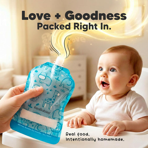 12-Pack Reusable Baby Food Pouches Refillable, 5oz, BPA-Free (Little Zoo) | Dishwasher-safe, Freezer-safe Reusable Pouches for Toddlers, Kids Squeezable Yogurt, Apple Sauce, Baby Fruit Puree Container
