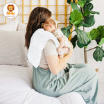 Muslin Burp Cloths for Baby 100% Cotton Burping Cloths for Unisex, Boy, Girl - Large 20'' by 10'' Newborn Essentials Ultra Soft Absorbent Milk Spit Up Rags - 12 Pack - White+Light Bean Paste Series