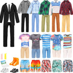 Miunana Lot 16 Items Doll Clothes & Accessories Classic Black Suit for Boy Doll Include Random 4 PCS Casual Wear + 5 PCS Dolls Pants + 3 Pairs of Shoes Laptop Water Bottles
