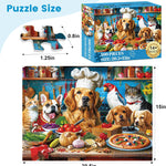 500 Piece Puzzles for Adults, Funny Puppy Animal Jigsaw Puzzles, Food Kitchen Jigsaw Puzzle, Animal Pet Lover Challenging Puzzles for Friends Family Activity Game Nights Gifts, 20.5×15 in