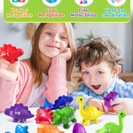 Montessori number learning dinosaur toys for 3-5 year old kids, double-sided, educational and entertaining