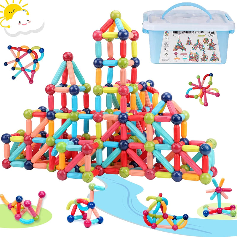Couomoxa Magnetic Building Blocks for Toddlers: 42-Piece Set for Early STEM Learning with Large Pieces