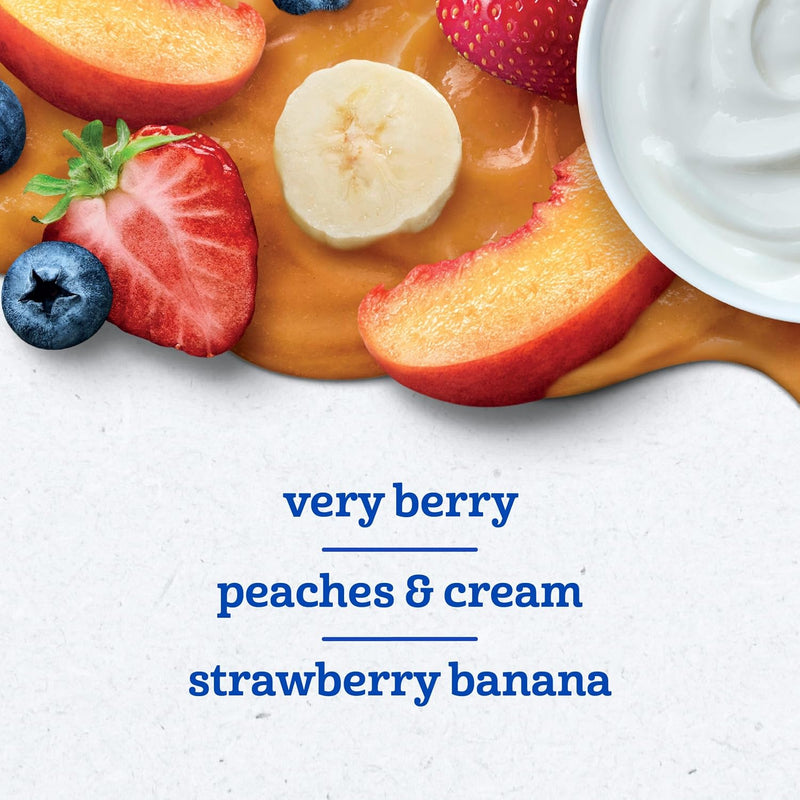 Gerber Toddler Food, Very Berry, Peaches & Cream, Strawberry Banana, Fruit Puree and Yogurt Pouches, Calcium Helps Support Strong Bones, No Artificial Flavors, 9-Pack