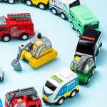 joyin friction powered 18 pcs pull back city cars and trucks toy vehicles set for toddlers and kids