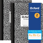 Oxford Primary Ruled Composition Notebooks, 9-3/4 x 7-1/2 Inches, Writing Practice for Kids, Grades K-2, Black Covers, 100 Sheets, 2 Pack (1002521)