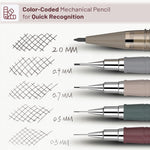 Mr. Pen- Art Mechanical Pencil Set, 5 Sizes (0.3, 0.5, 0.7, 0.9, 2.0mm) | 5 HB Lead Refills & 10 Eraser Refills, Precision Drawing Pencils for Sketching, Writing & Artwork