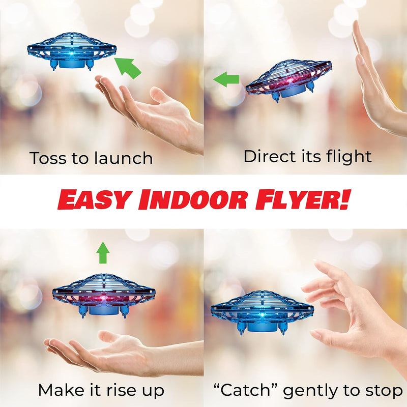 Force1 Scoot Hand Operated Drone for Kids or Adults, Mini Drones with Motion Sensor, LED Indoor Rechargeable UFO Toy