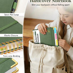 5 Subject Spiral Notebook Journal with Removable Dividers Tabs, 300 Pages Organizer Notebooks for Work School, 8"x10" Hardcover Leather Notebook College Ruled, Large Lined Journal for Women Men,Green
