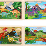 Wooden Dinosaur Puzzles for Kids 3-5, 20-Piece Wood Jigsaw Puzzles, Preschool Educational Brain Teasers