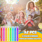 32 Pcs Neon Bubbles Party Favors, Mini Star Bubble Wand in Gift Box for Kids and Toddlers