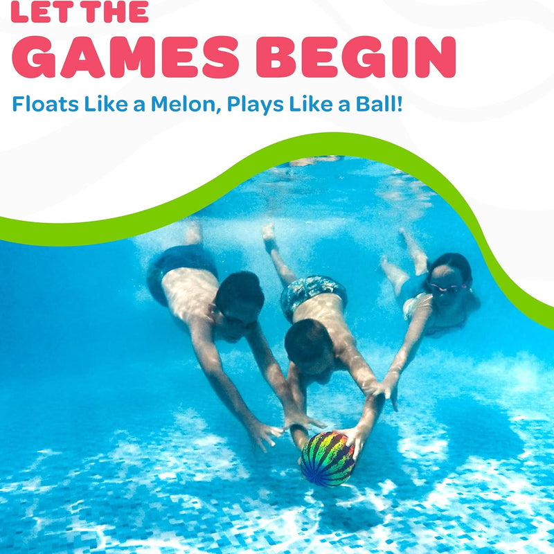 Watermelon Ball JR Durable Fillable Pool Toy for Underwater Games - Football, Basketball & Rugby - Perfect for Water Parties - Fun for Adults & Kids Alike - Ages 6+, 6.5" Multicolor