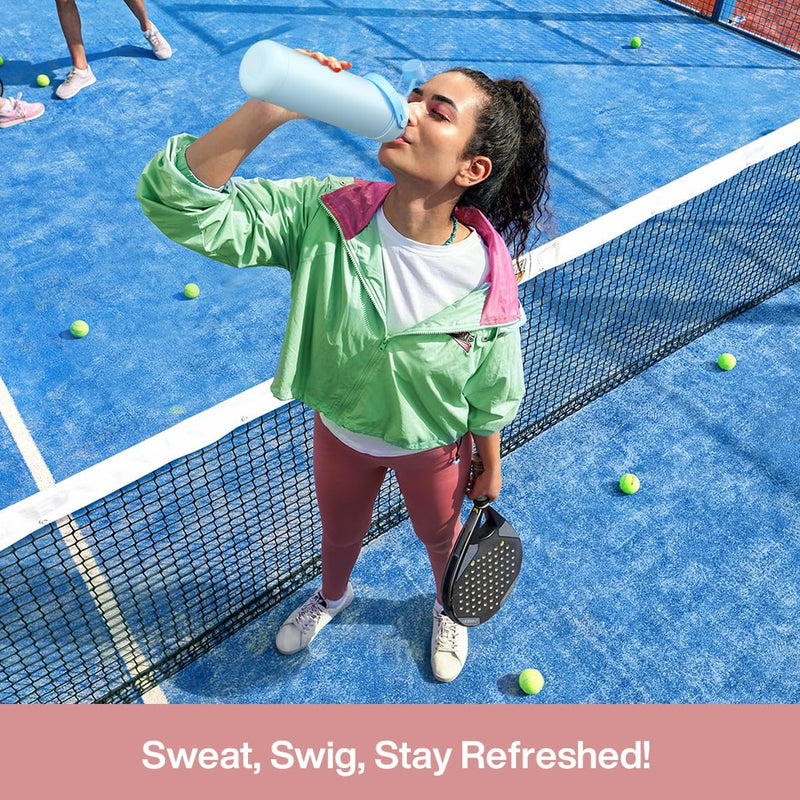 POWCAN 26 oz Insulated Water Bottle with 2-in-1 Straw and Spout Lid, Keep Cold 24H, Leak-Proof, Fits in Car Cup Holder, Stainless Steel Water Bottle for Sports, Travel, and School (Cotton Candy)