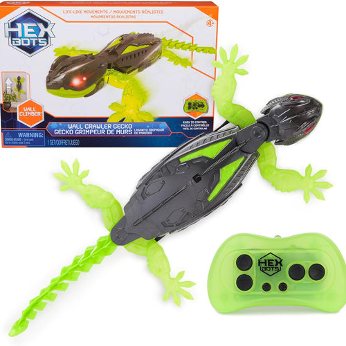 Official HEX BOTS Wall Crawler Gecko with rechargeable remote control and realistic gecko design for kids