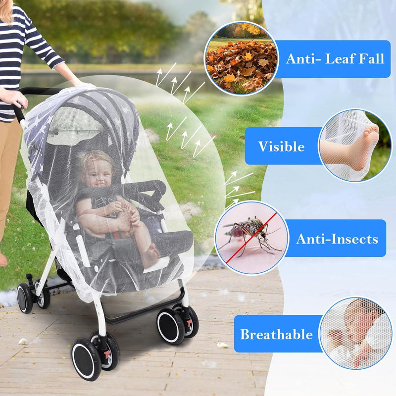 South to East Breathable Mosquito Net for Stroller with Drawstring, White | Baby Bug Netting with Storage Bag, Portable Stroller Mosquito Nets for Car Seat, Bassinet, Cradle, Travel & Camping Crib